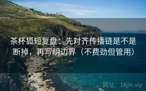 茶杯狐短复盘：先对齐传播链是不是断掉，再写明边界（不费劲但管用）